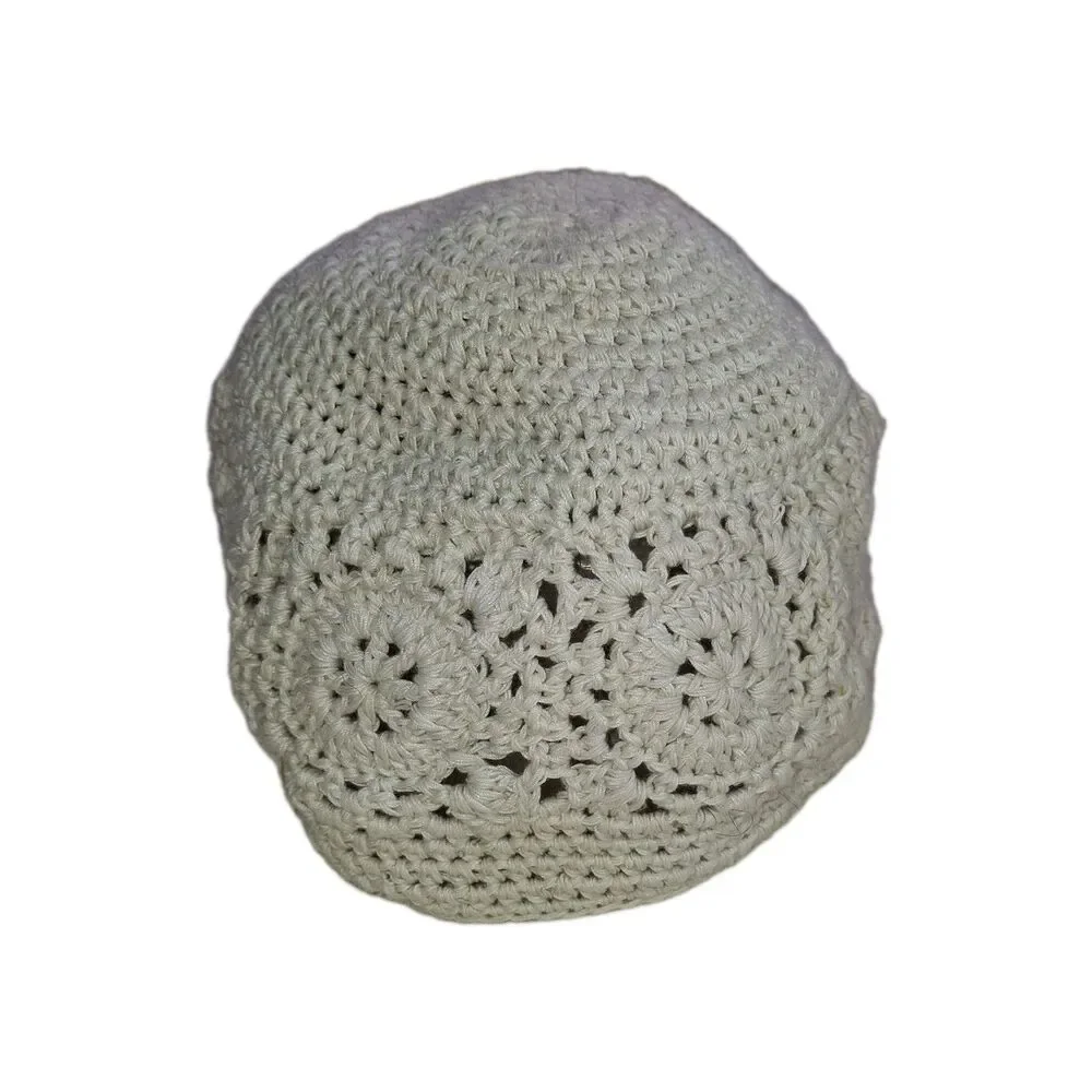 Crocheted Baseball Hat Cap Handmade Boho Romantic Feminine Cream Summer